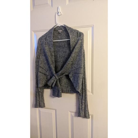 J. Jill Grey Tie Sweater, Small, Acrylic Nylon Wool Blend - Picture 1 of 8